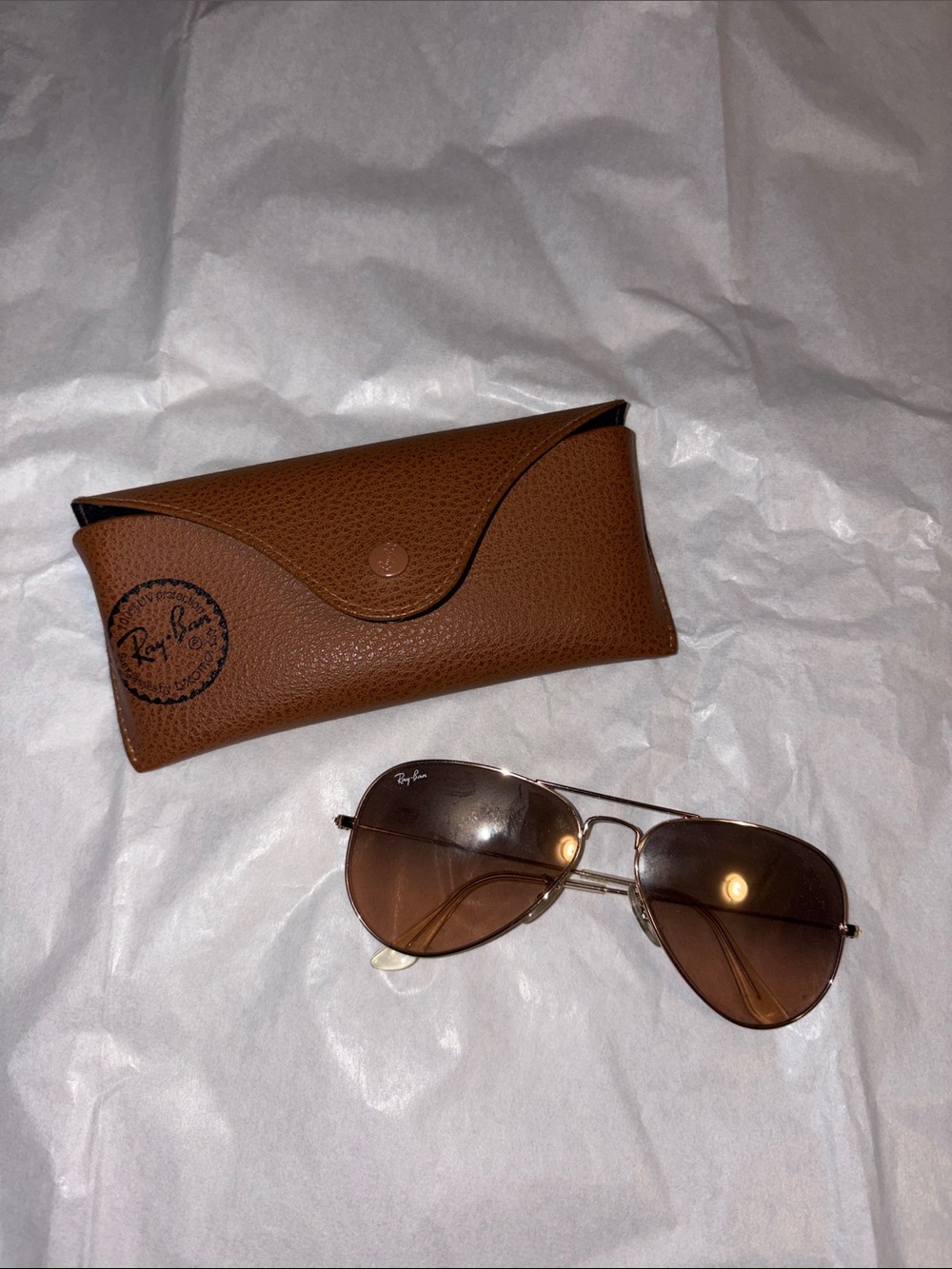 Ray-Ban Brown Aviator Sunglasses with Brown Case